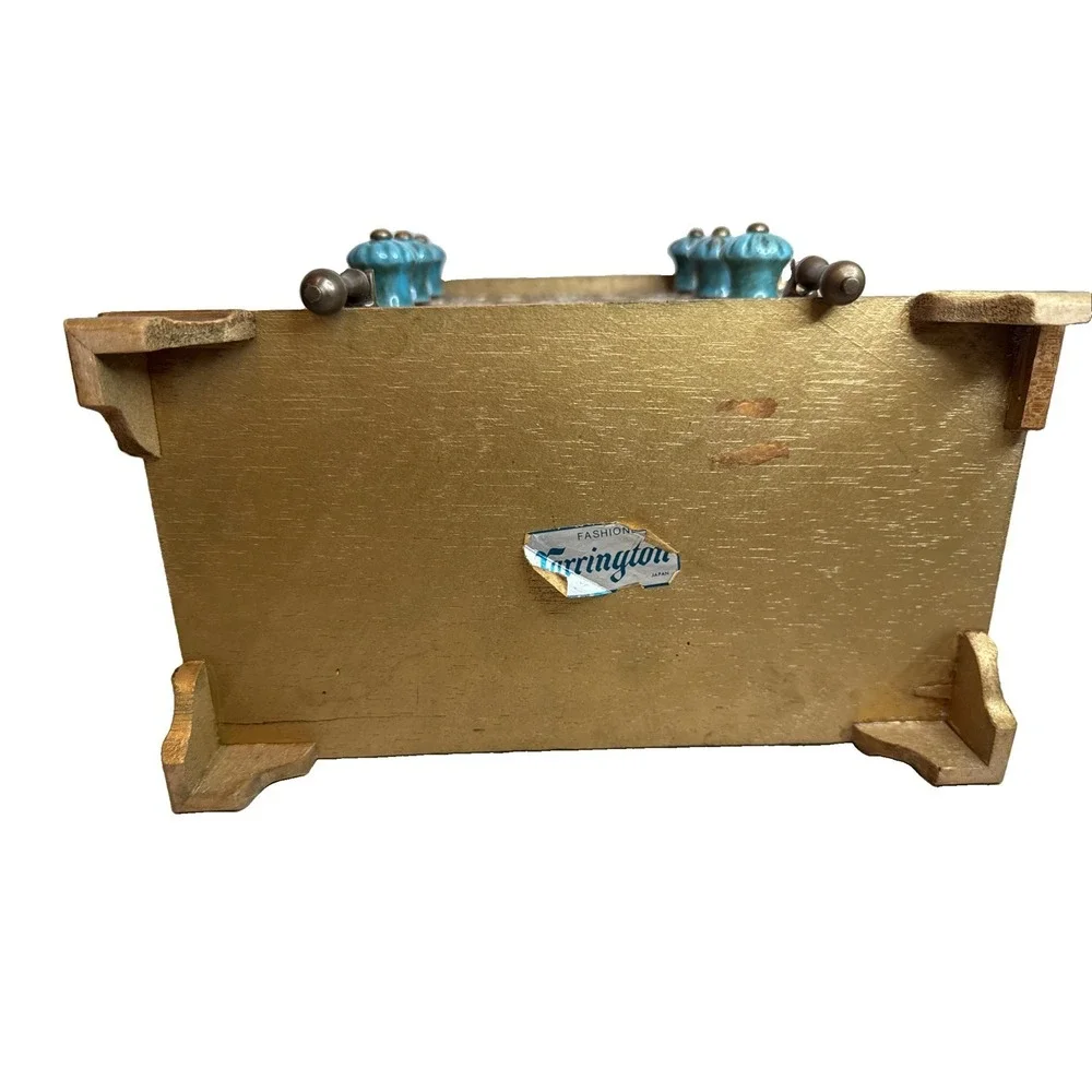 VTG Florentine Style Wooden Jewelry chest 4 Drawer Design Estate Ceramic Knobs